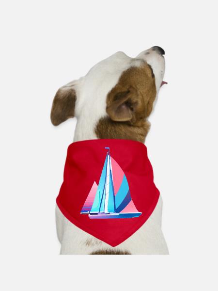 Segeln Segelsport Segelboot Segelschiff Segler - Hunde-Bandana - Rot - Vorne