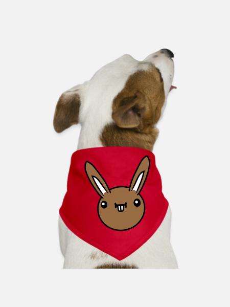 Hase Lustig Gesicht Grimasse Albern Ulkig Lächeln - Hunde-Bandana - Rot - Vorne