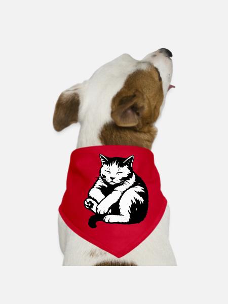 Schlafende Katzen-Silhouette - Hunde-Bandana - Rot - Vorne