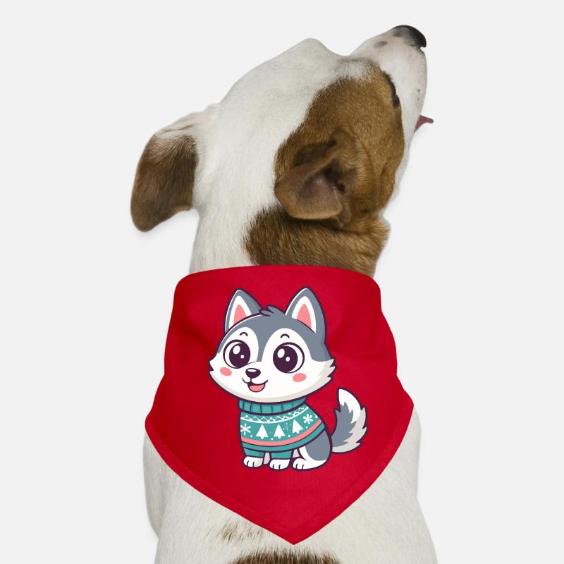Husky hiver en pull festif Bandana pour chien
