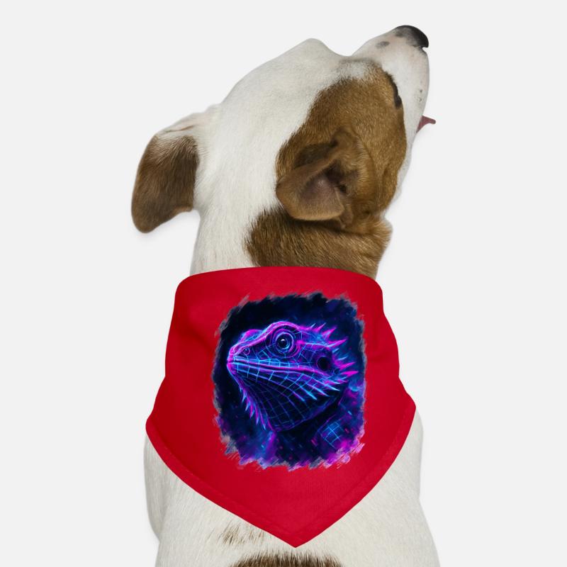 Dragon Barbu Cyberpunk Néon Synthwave Bandana pour chien