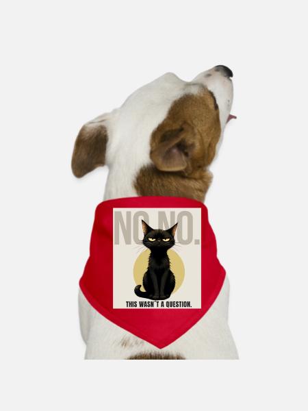 NO NO Sarcastic Black Cat Design - Hunde-Bandana - Rot - Vorne