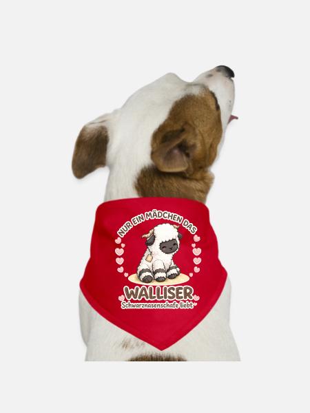 Nur Ein Mädchen Walliser Schwarznasenschafe Liebt - Hunde-Bandana - Rot - Vorne