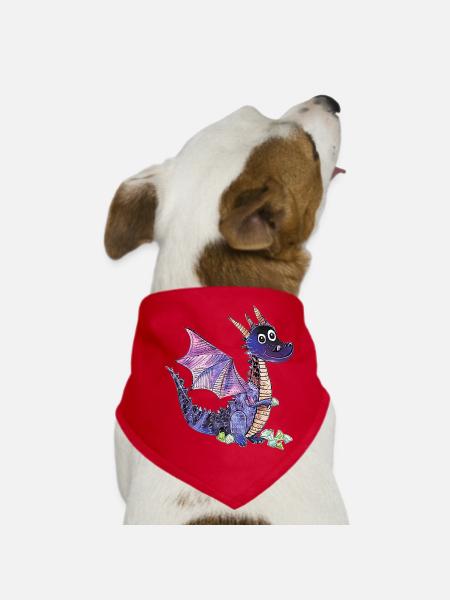 Purple Dragon Crystal Design - Dog Bandana - red - Front