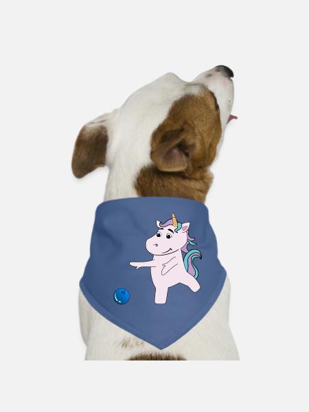 Einhorn spielt Bowling - Hunde-Bandana - Rot - Vorne