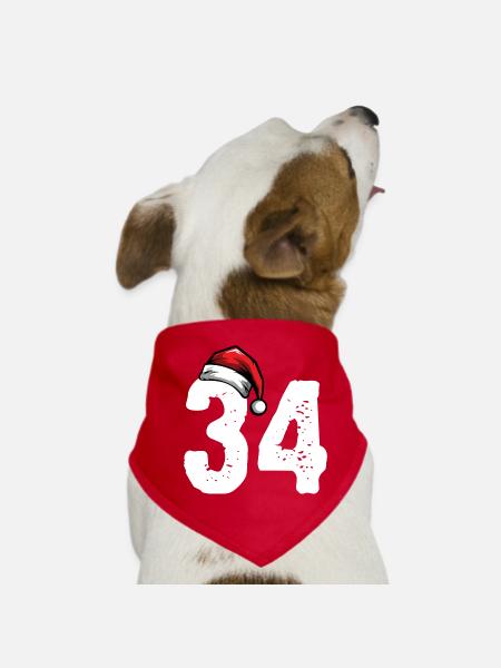34 Number Christmas - Dog Bandana - red - Front