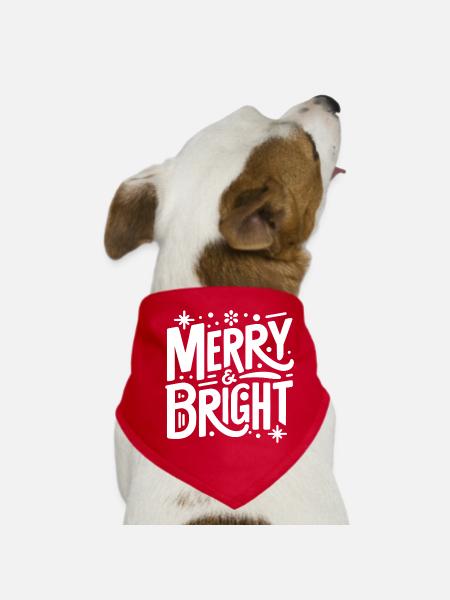 Merry & Bright Handlettering - Hunde-Bandana - Rot - Vorne