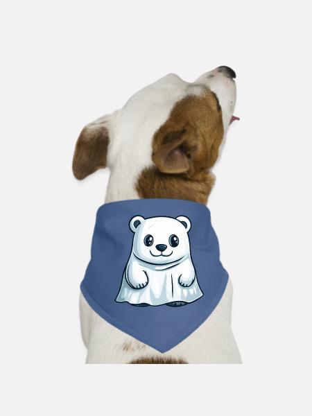 Polar Bear Halloween Ghost - Dog Bandana - red - Front