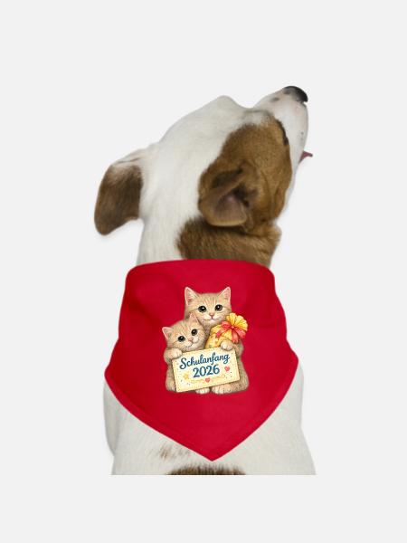 Schulbeginn Katzenfreude 2026 - Hunde-Bandana - Rot - Vorne