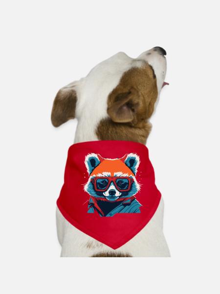 Heftig und feurig: Retro Red Panda T-Shirt - Hunde-Bandana - Rot - Vorne