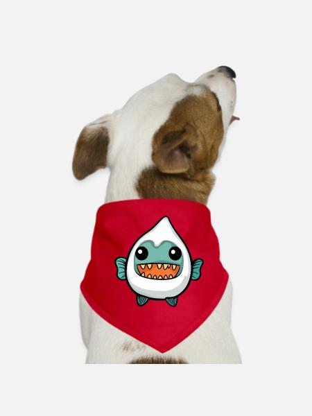 Piranha Fish Halloween Ghost - Dog Bandana - red - Front