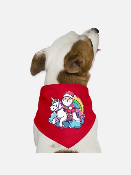 Einhorn Weihnachtsmann Weihnachten - Hunde-Bandana - Rot - Vorne