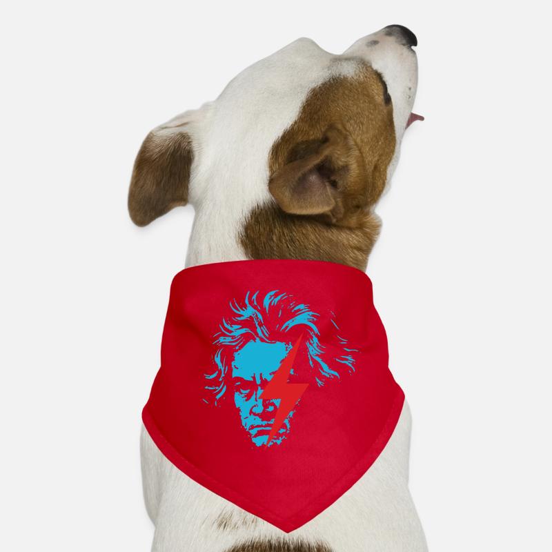 Blaues Beethoven-Gesicht mit rotem Blitz Hunde-Bandana