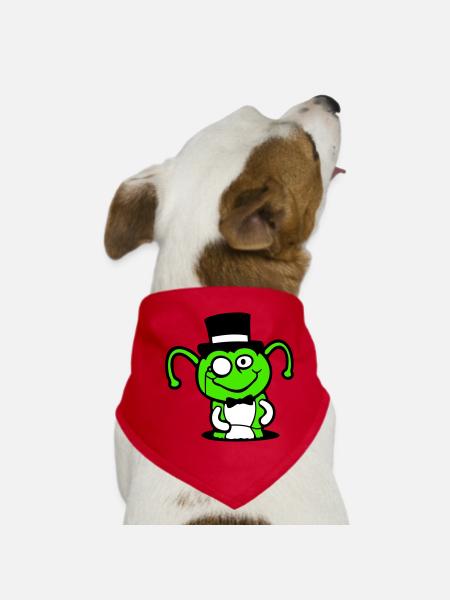 Chenille Chapeau Haut de Forme Monocle Gentleman Empire Trou Bas - Bandana pour chien - rouge - Devant