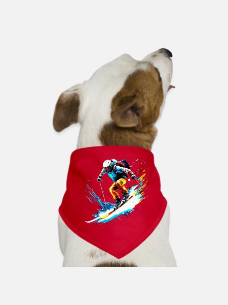Skifahrer - Hunde-Bandana - Rot - Vorne