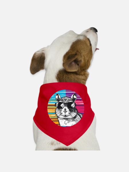 Hamster with sunglasses - Dog Bandana - red - Front