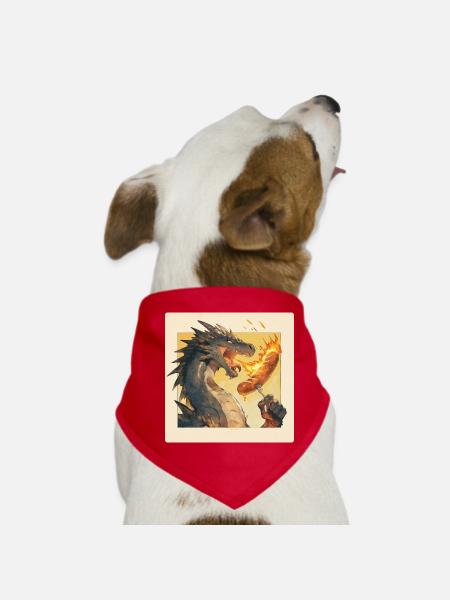Dragon grills bratwurst - Dog Bandana - red - Front