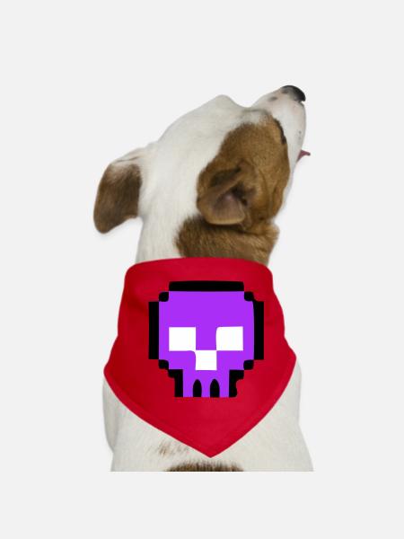 Pixel Skull Game Over - Dog Bandana - red - Front