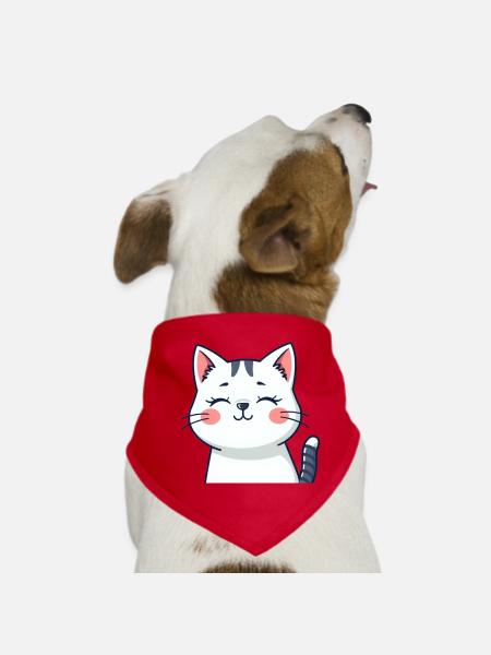 Cat Kitten Cat Shirt Gift - Dog Bandana - red - Front