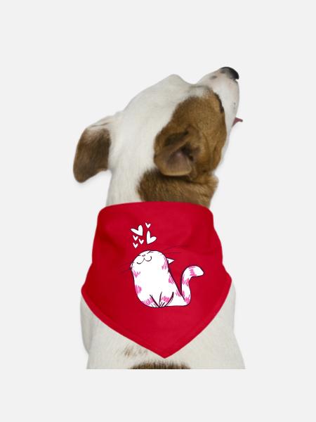 Chats, chat, amants de chat, propriétaire de chat - Bandana pour chien - rouge - Devant