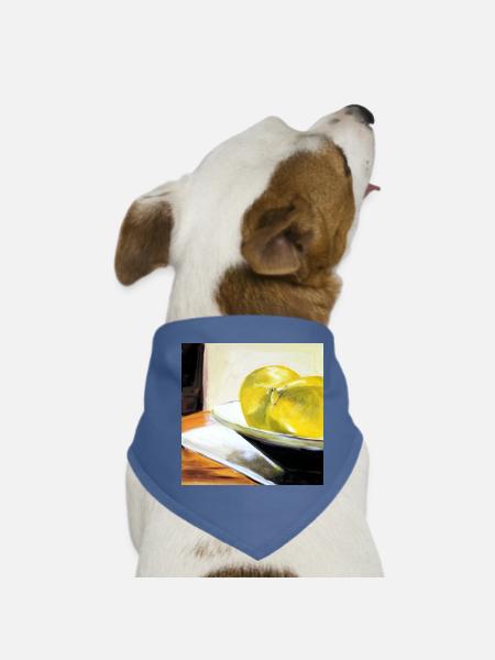 still life lemon painting art yellow canvas oil - Dog Bandana - red - Front