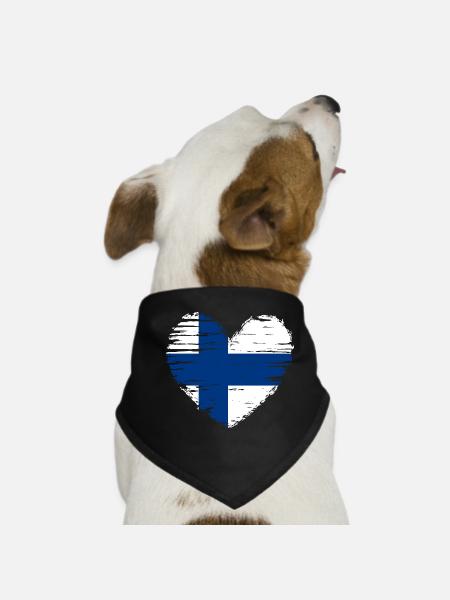 Finland Heart Flag Flag Coat of Arms - Dog Bandana - black - Front