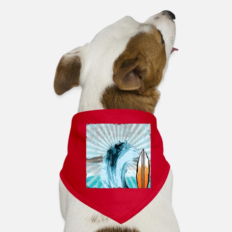 Surfer Wave Illustration Dog Bandana