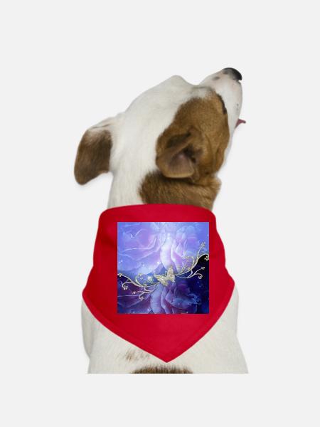 fleurs, floral, fleur, élégance, décoratif, s - Bandana pour chien - rouge - Devant