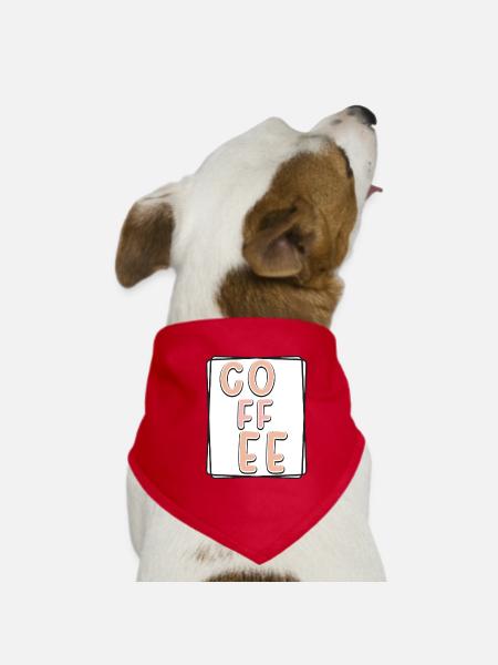 Kaffee Typo Panel - Hunde-Bandana - Rot - Vorne