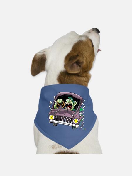 zombie conduire une voiture - Bandana pour chien - rouge - Devant