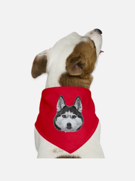 coole hundemotive für männer, huskygesicht - Hunde-Bandana - Rot - Vorne