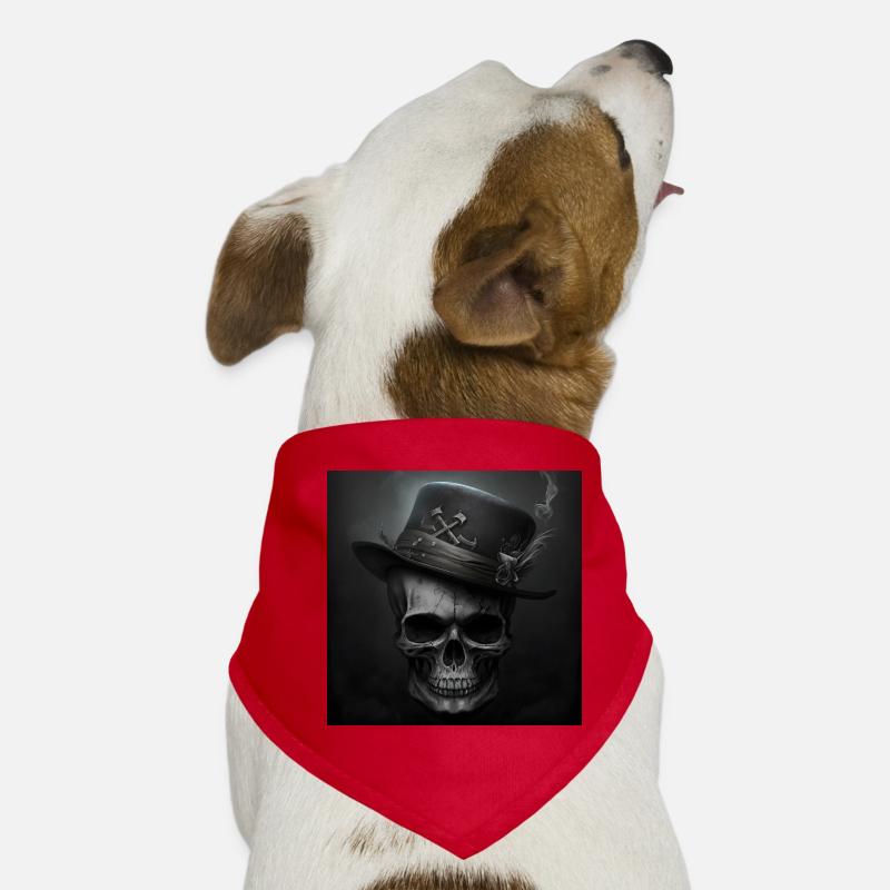 Vintage Black Skull Dog Bandana