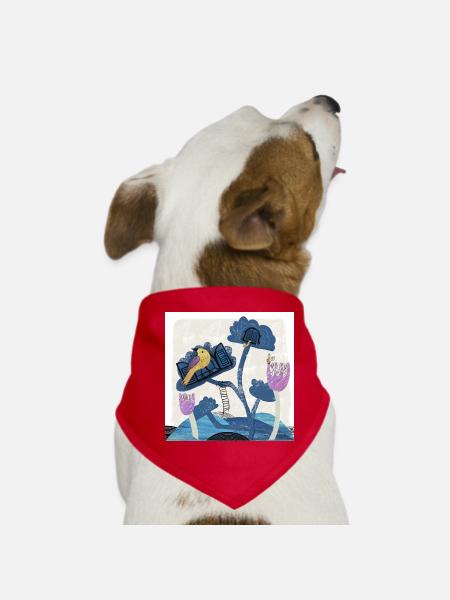 Happy Spring Animals Illustration - Bandana pour chien - rouge - Devant