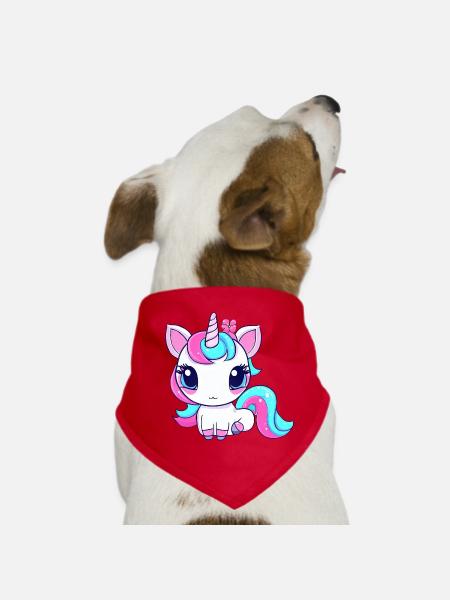 Licorne kawaii mignonne - Bandana pour chien - rouge - Devant