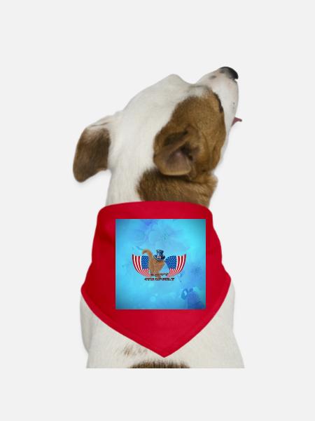 Happy 4th of July with cute cat - Dog Bandana - red - Front
