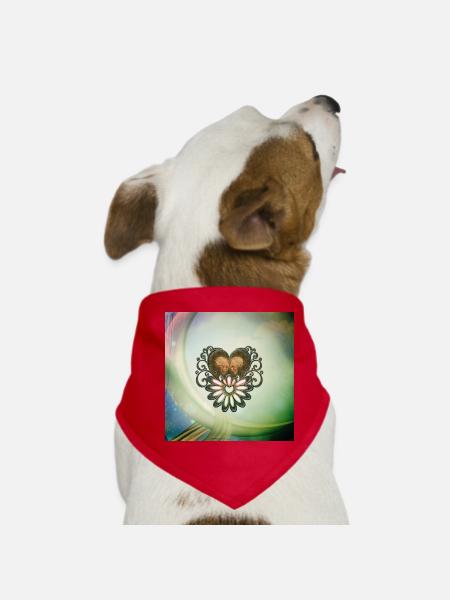 Cœur merveilleux avec des crânes - Bandana pour chien - rouge - Devant