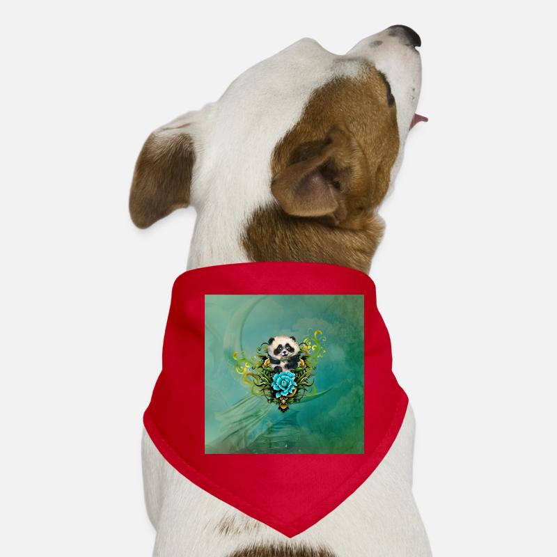 Niedlicher kleiner Panda mit Blumen Hunde-Bandana