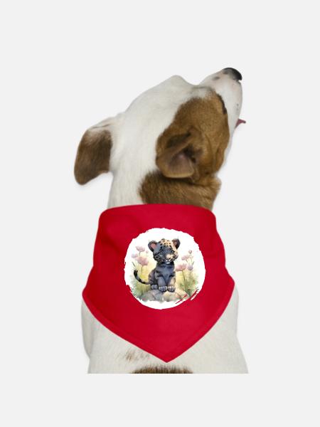 Panther Watercolor - Dog Bandana - red - Front