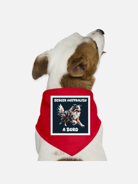 STICKER VOITURE BERGER AUSTRALIEN A BORD - Bandana pour chien - rouge - Devant