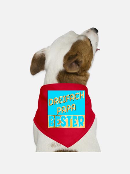 DREIFACH PAPA VATERTAG - Hunde-Bandana - Rot - Vorne