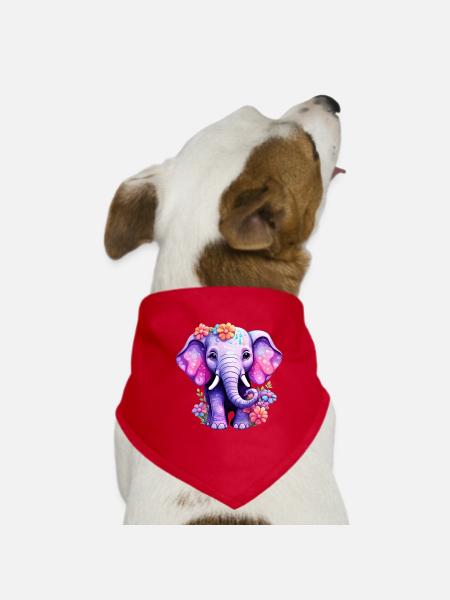 Elefant Elefanten Motiv - Hunde-Bandana - Rot - Vorne