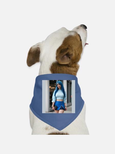 Blue with feminine style - Dog Bandana - red - Front