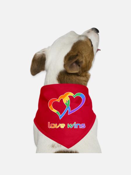 Rainbow Hearts Love Wins - Dog Bandana - red - Front