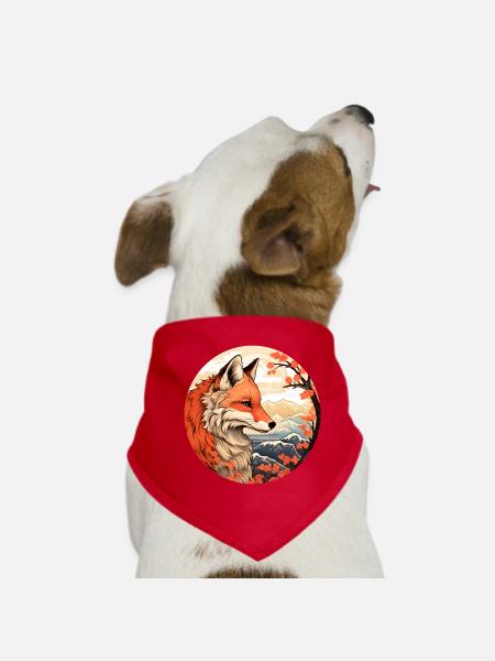Fuchs zwischen den Blütengipfeln Herbst - Hunde-Bandana - Rot - Vorne