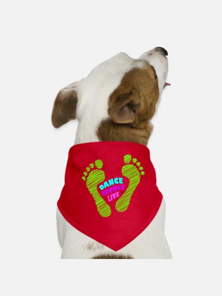 Dance Bounce Live barefoot NEON green - Dog Bandana - red - Front