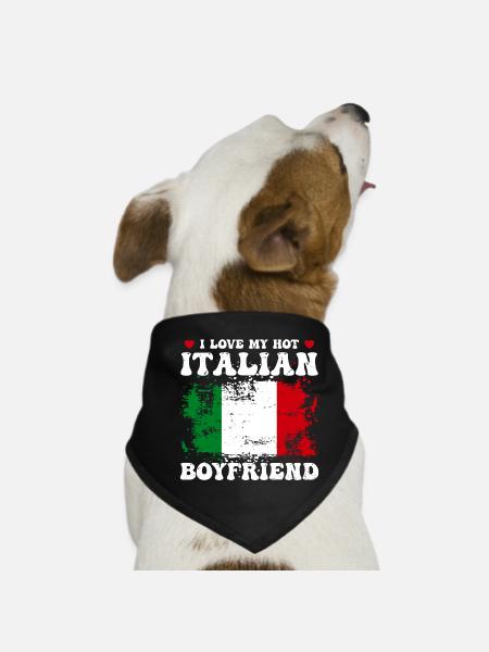 I Love My Hot Italian Boyfriend Couple Italy Flag - Bandana pour chien - noir - Devant