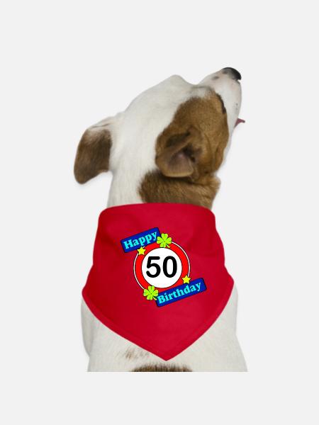 50.Anniversaire , 50 ans , Joyeux anniversaire 50 (25) - Bandana pour chien - rouge