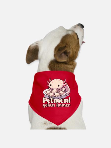 Axolotl Pelmeni gehen immer Geschenk - Hunde-Bandana - Rot - Vorne