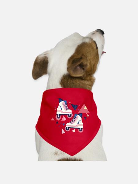 90s pattern roller skates - Dog Bandana - red - Front