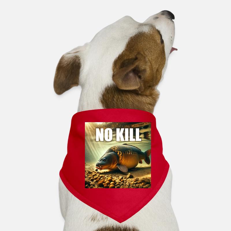 Carpe cuire qui déguste ses bouillettes - Bandana pour chien - rouge